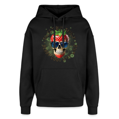 Strawberry Skull Design – Oversized Unisex Hoodie - Schwarz