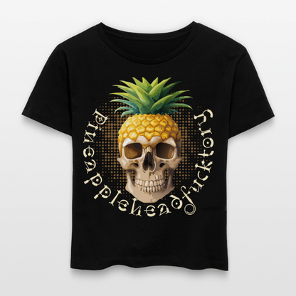 Pineapple Skull Design - Rundhals Frauen Bio-T-Shirt - Schwarz