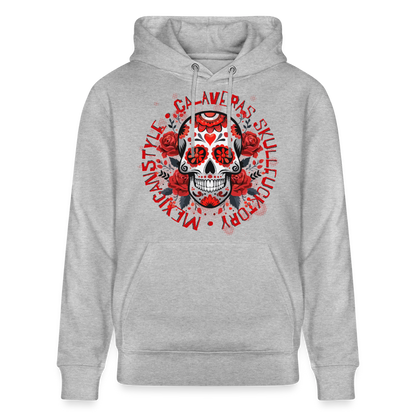 Sugar Skull Rosen Design - Unisex Bio-Hoodie - Grau meliert