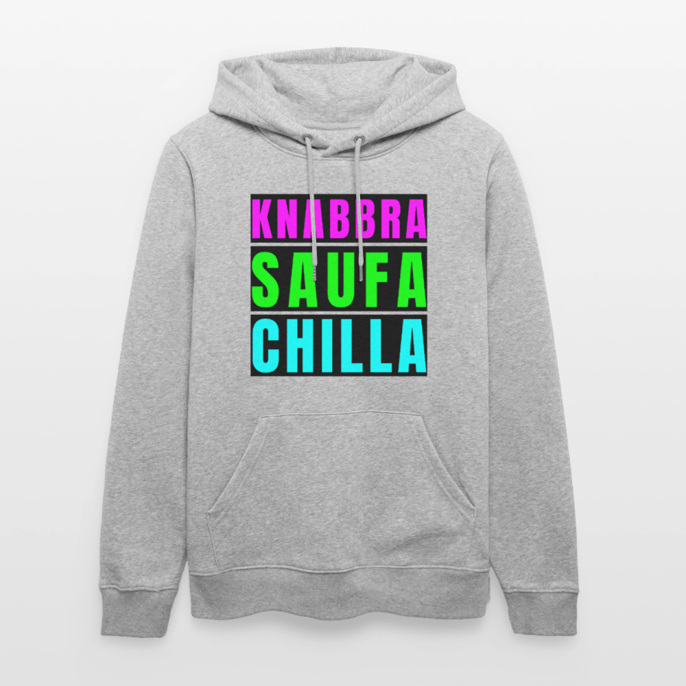 Knabbra Saufa Chilla Design – Unisex Bio-Hoodie - Grau meliert