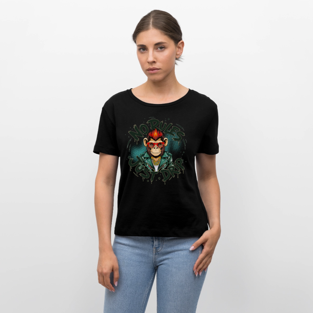 Monkey No Rules Design – Rundhals Frauen Bio-T-Shirt - Schwarz