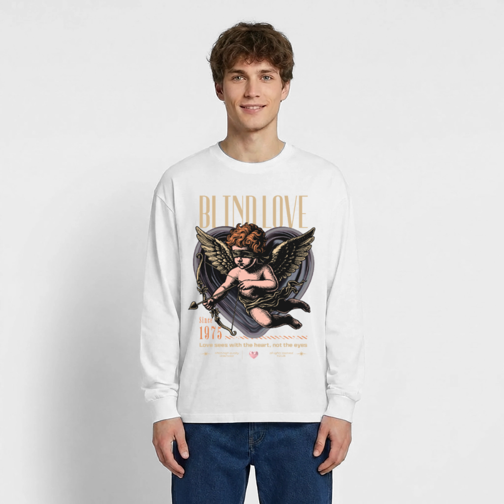 Blind Love Design – Oversized Langarmshirt - Weiß