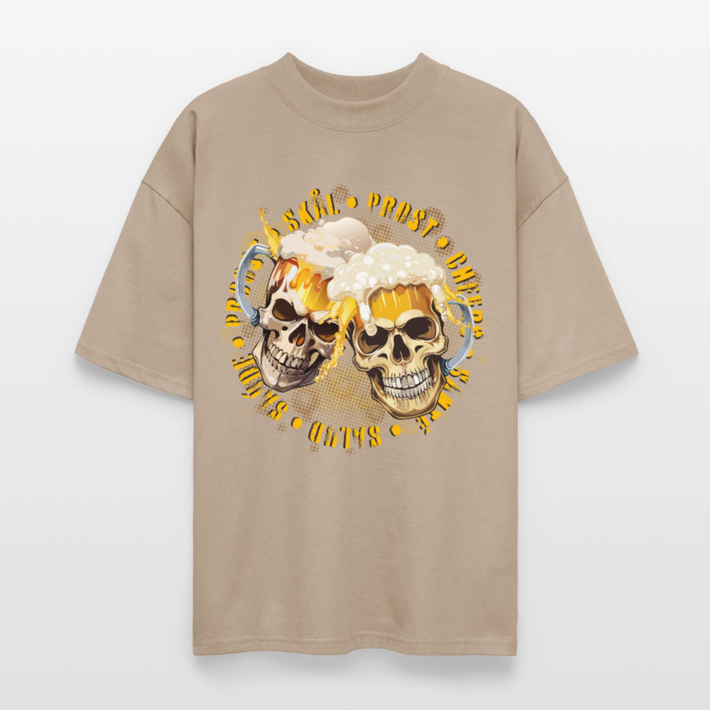 Party Skull Design – Oversized Unisex Bio T-Shirt - Steingrau