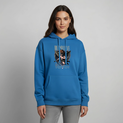 Bear Design – Oversized Unisex Hoodie - Achtsames Blau