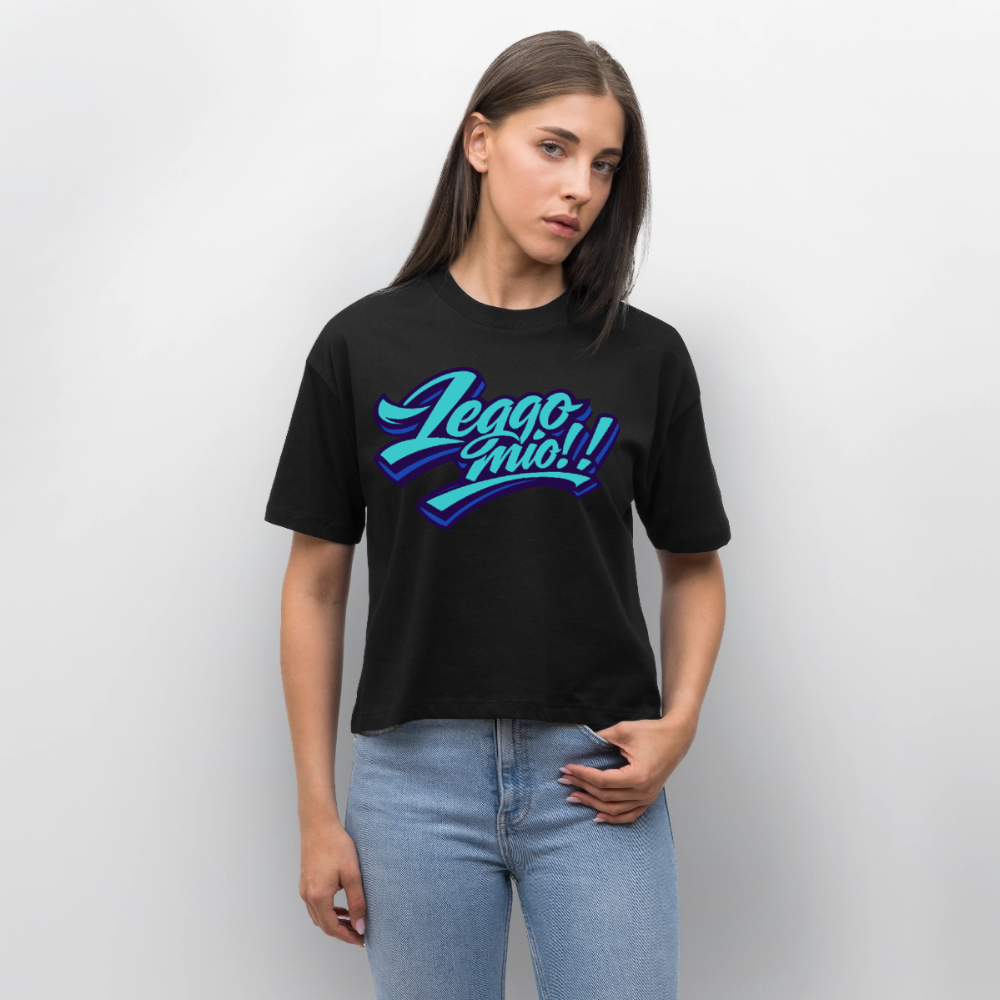 Leggomio Design – Frauen Boxy Bio-T-Shirt - Schwarz