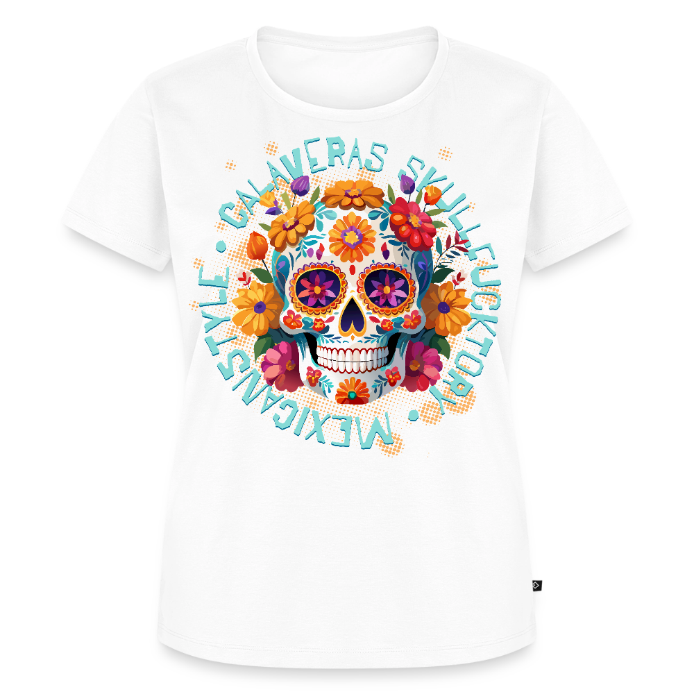 Sugar Skull Blumen Design – Frauen Premium T-Shirt - Weiß