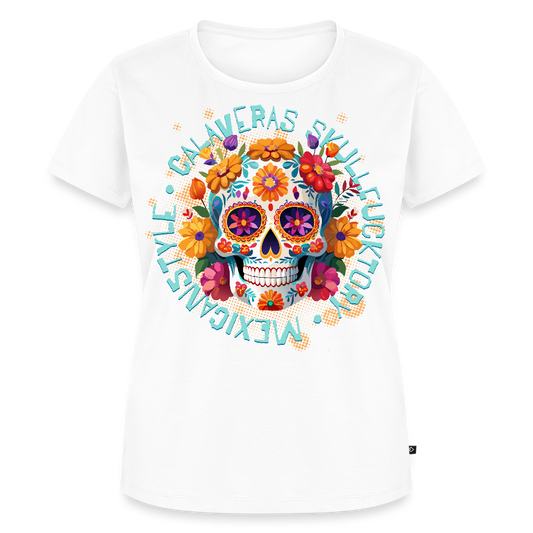 Sugar Skull Blumen Design – Frauen Premium T-Shirt - Weiß