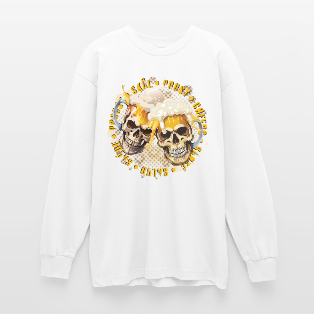 Party Skull Design – Oversized Langarmshirt - Weiß