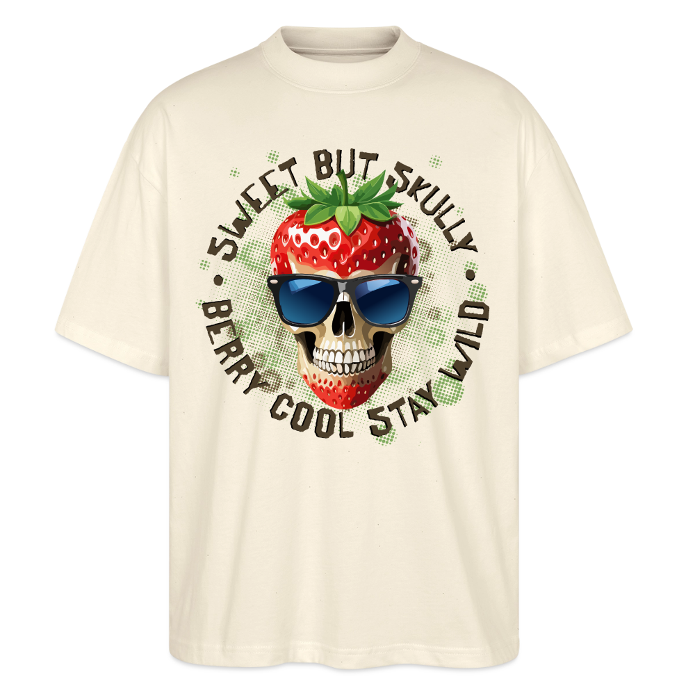 Strawberry Skull Design – Oversized Unisex Bio T-Shirt - Natur