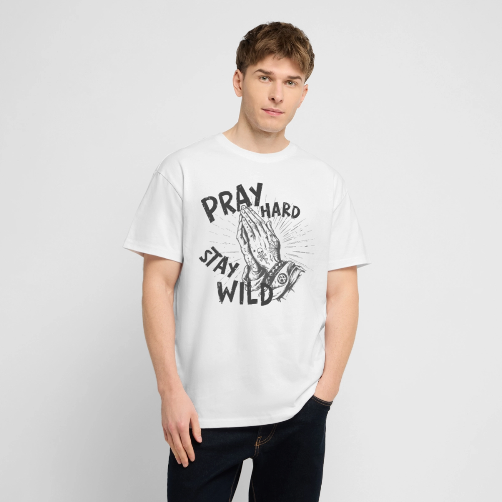 Pray Hard Design – Unisex Bio T-Shirt - Weiß