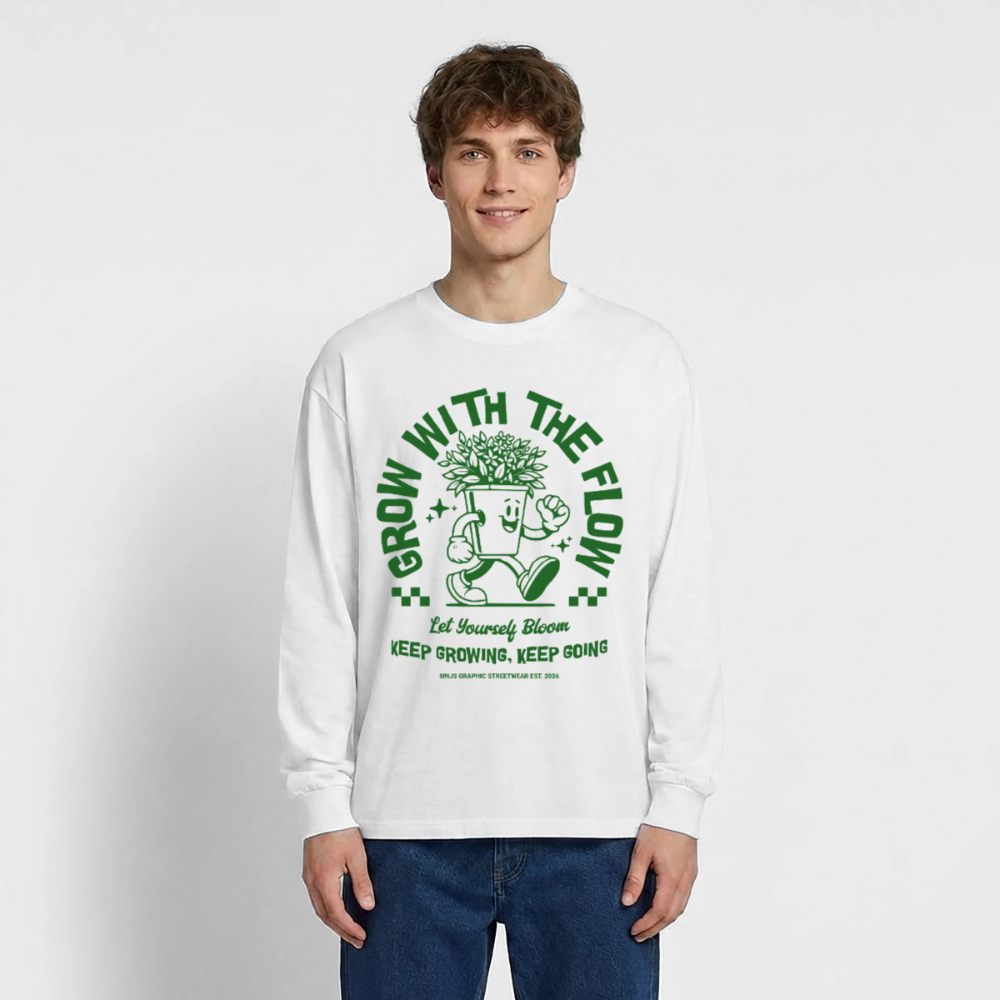 Keep Growing Design – Oversized Langarmshirt - Weiß