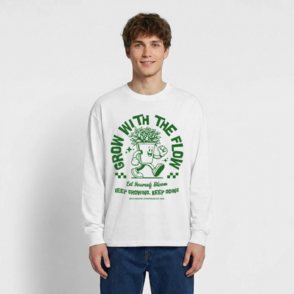 Keep Growing Design – Oversized Langarmshirt - Weiß