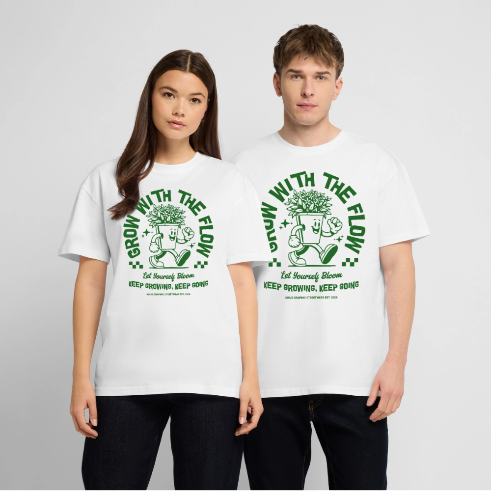 Keep Growing Design – Oversized Unisex Bio T-Shirt - Weiß