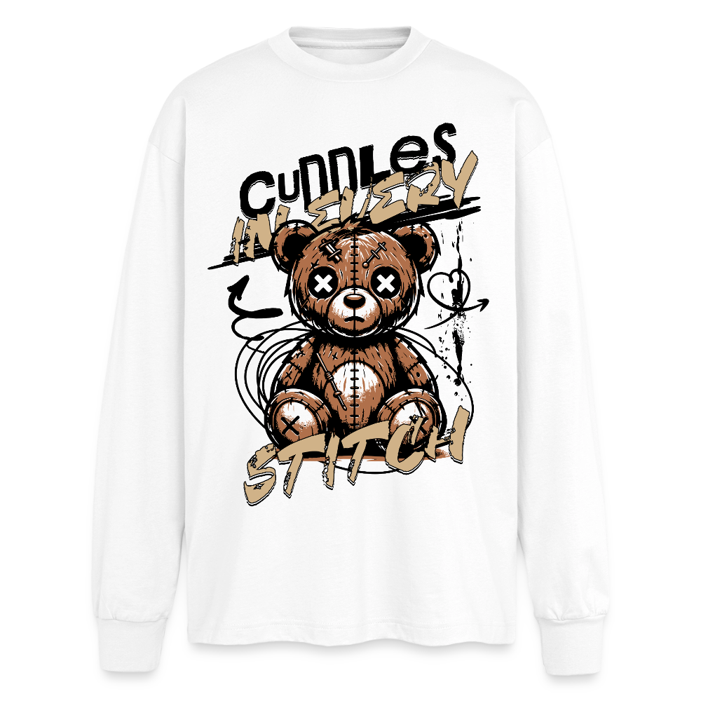 Bear Design – Oversized Langarmshirt - Weiß