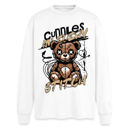 Bear Design – Oversized Langarmshirt - Weiß