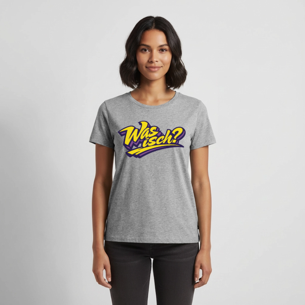 Was isch? Design – Frauen Premium T-Shirt - Grau meliert