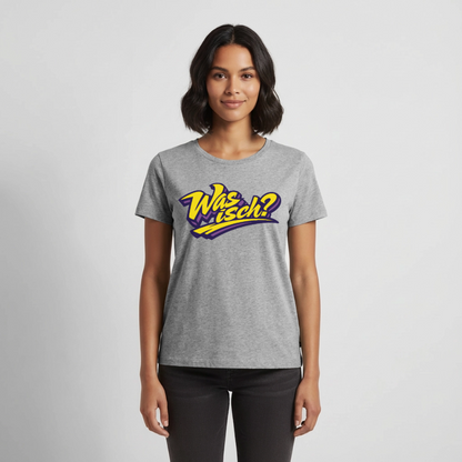 Was isch? Design – Frauen Premium T-Shirt - Grau meliert