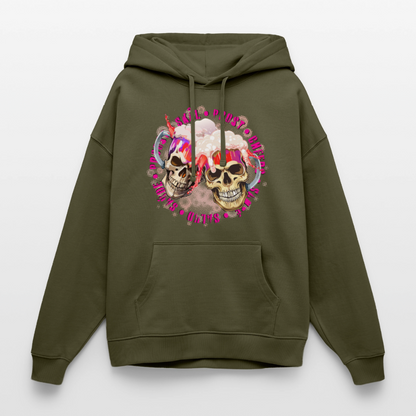 Party Skull Design Pink – Oversized Unisex Hoodie - Khaki