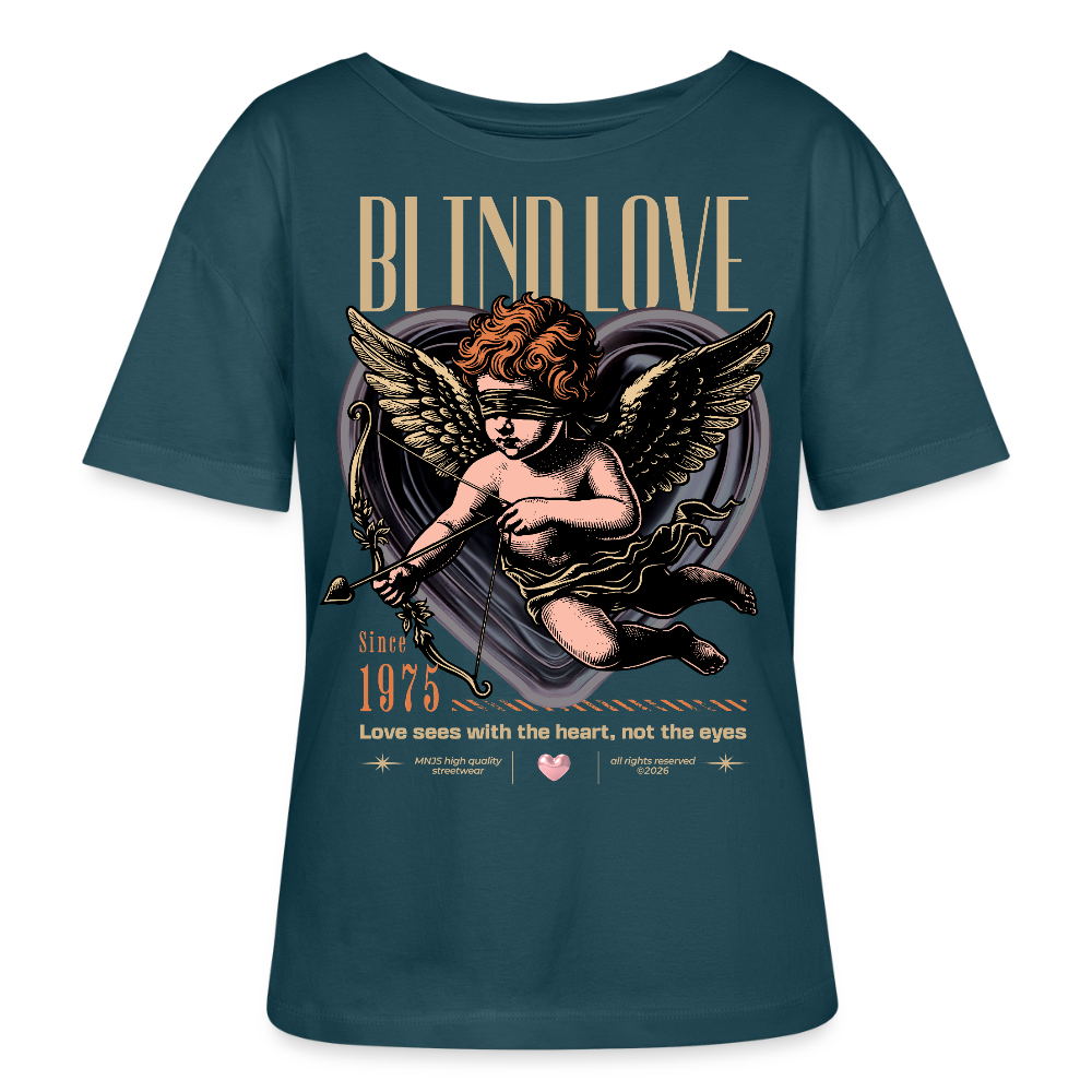 Blind Love Design – Rundhals Frauen Bio-T-Shirt - Dunkles Petrol
