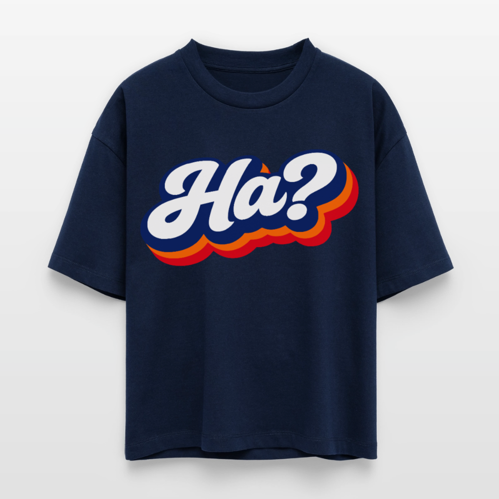 Ha? Design – Frauen Boxy Bio-T-Shirt - Navy