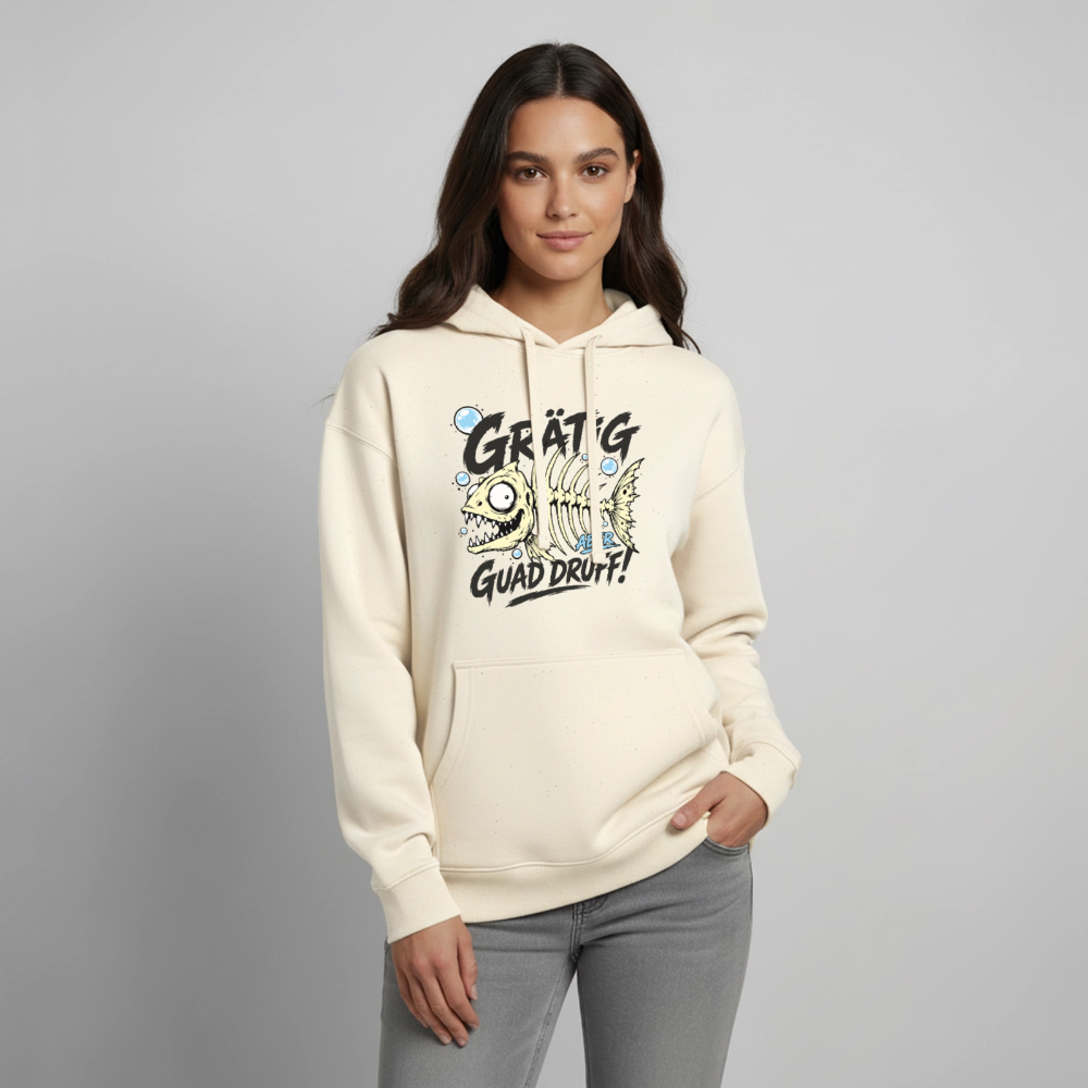 Fischskelett Grätig Design – Oversized Unisex Hoodie - Natur