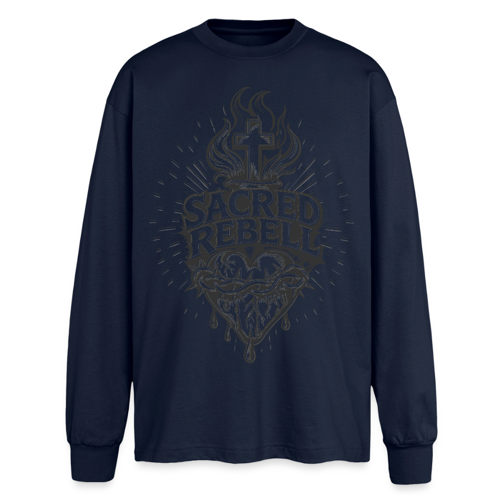 Sacred Rebell Design – Oversized Langarmshirt - Navy