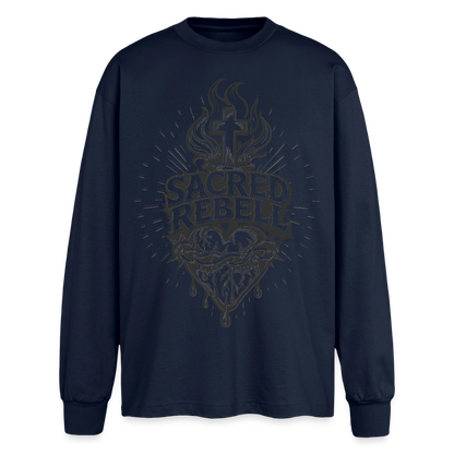 Sacred Rebell Design – Oversized Langarmshirt - Navy