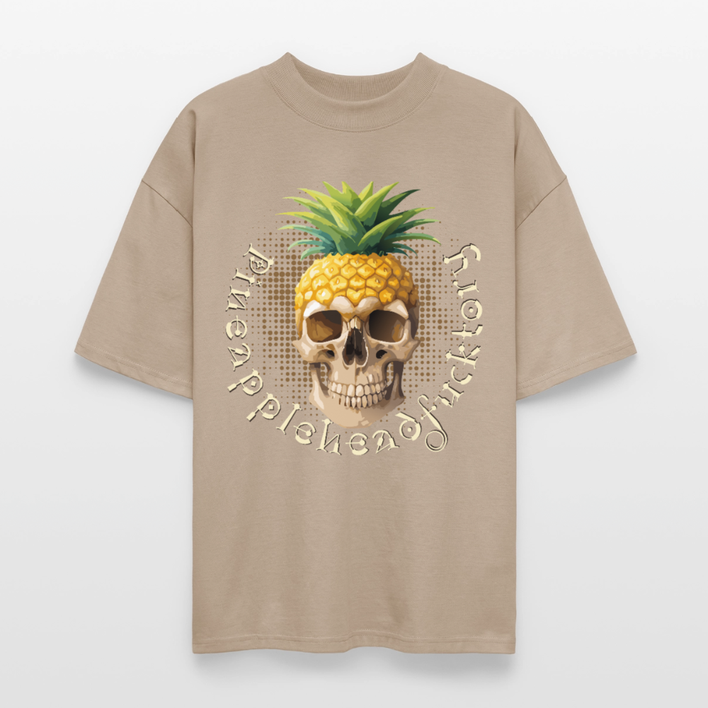 Pineapple Skull Design - Oversized Unisex Bio T-Shirt - Steingrau