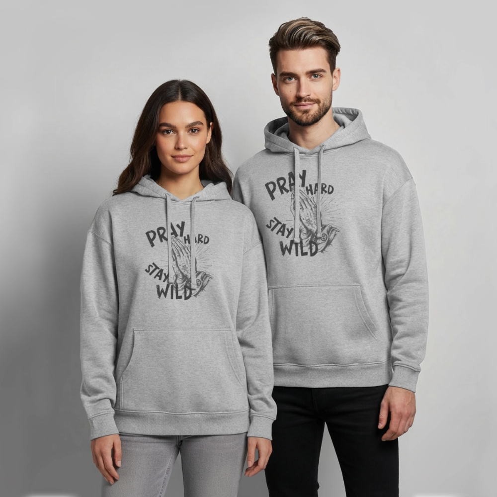 Pray Hard Design – Oversized Unisex Hoodie - Grau meliert