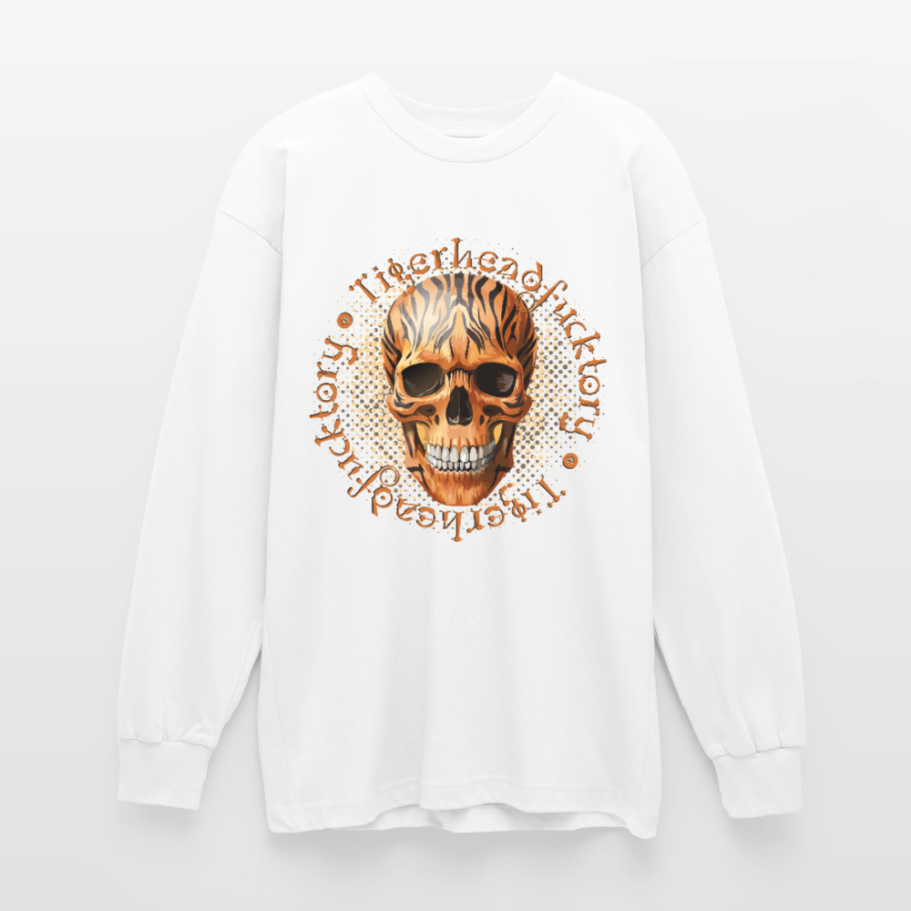 Tiger Skull Design – Oversized Langarmshirt - Weiß