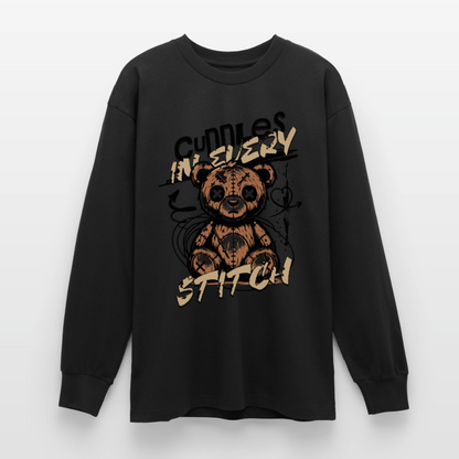 Bear Design – Oversized Langarmshirt - Schwarz