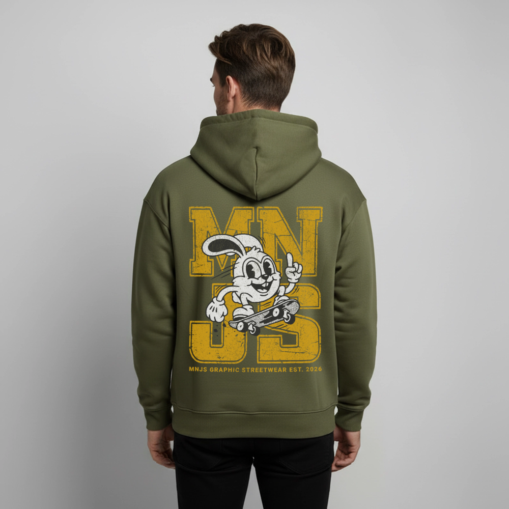 Skate Bunny Design – Oversized Unisex Hoodie - Khaki