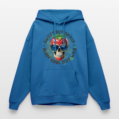 Strawberry Skull Design – Oversized Unisex Hoodie - Achtsames Blau