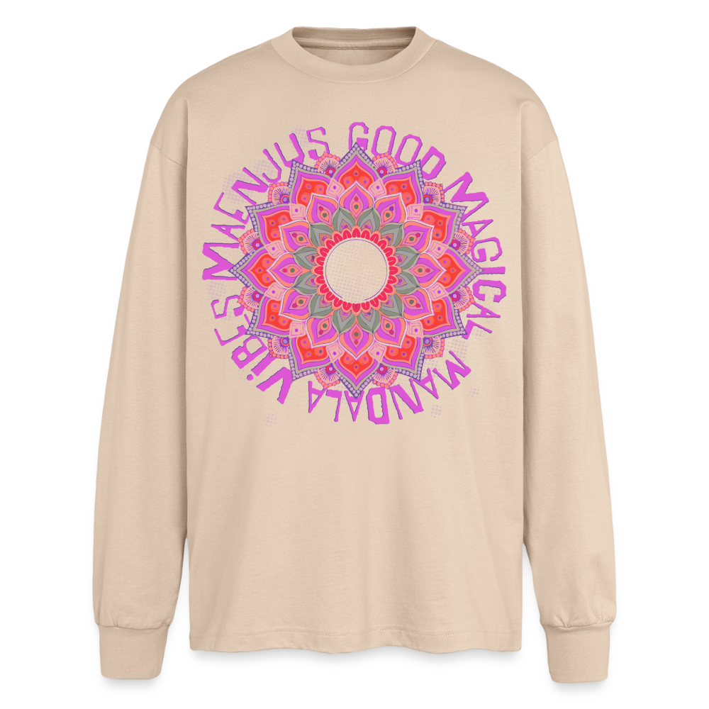 Mandala Pink Design – Oversized Langarmshirt - Sand