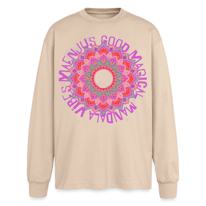 Mandala Pink Design – Oversized Langarmshirt - Sand