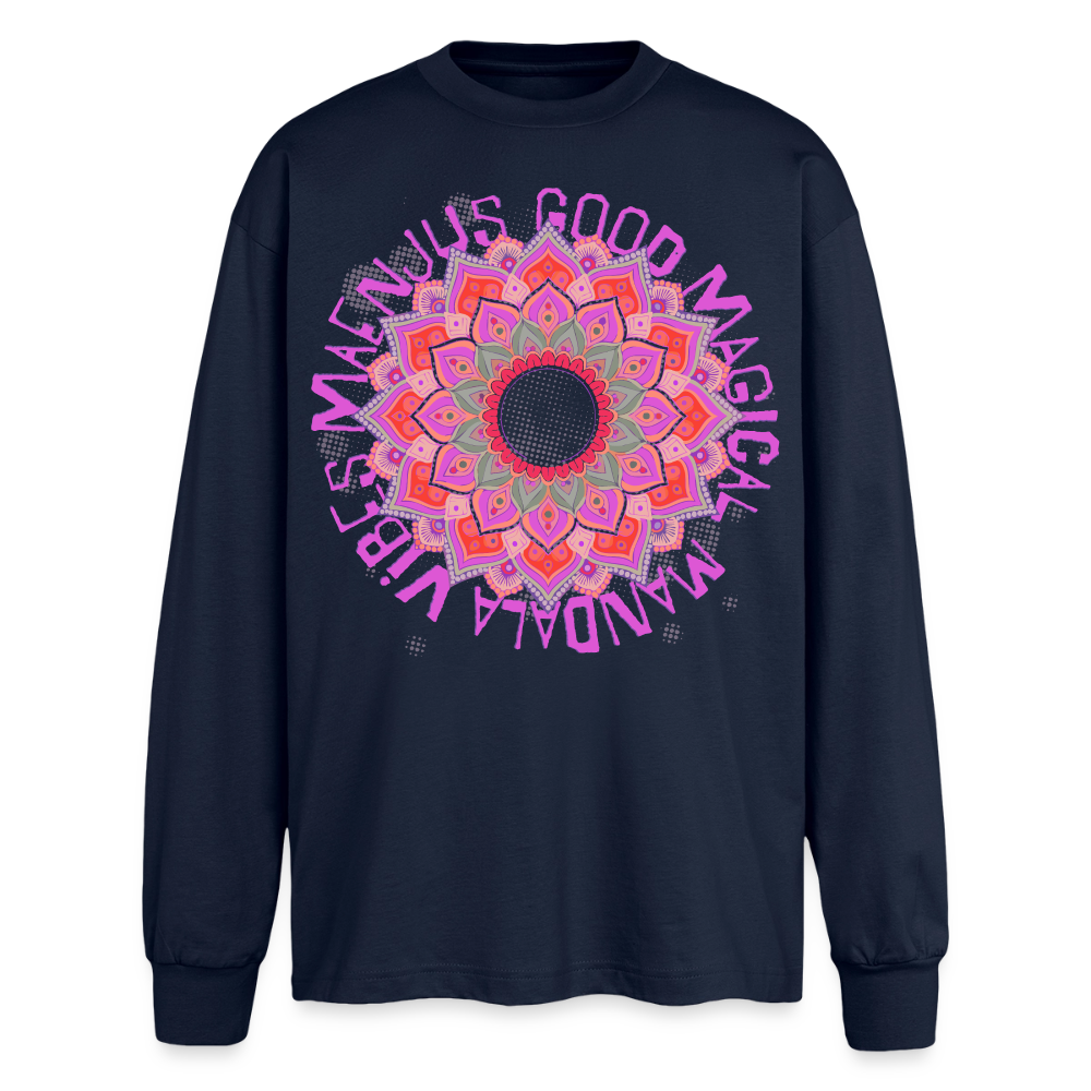 Mandala Pink Design – Oversized Langarmshirt - Navy