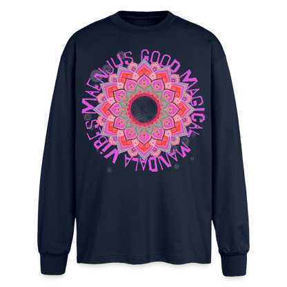 Mandala Pink Design – Oversized Langarmshirt - Navy