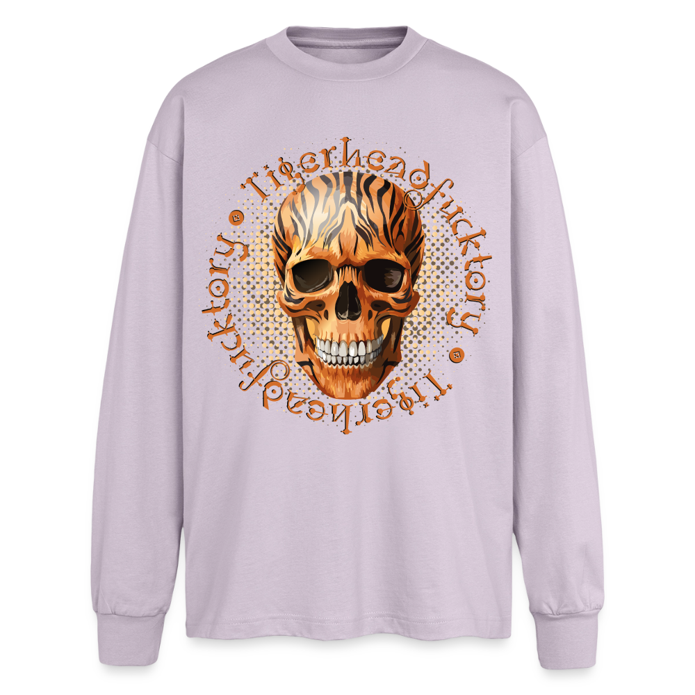 Tiger Skull Design – Oversized Langarmshirt - verblasstes Lila