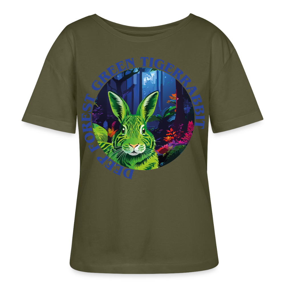 Tiger Rabbit Design – Rundhals Frauen Bio-T-Shirt - Khaki