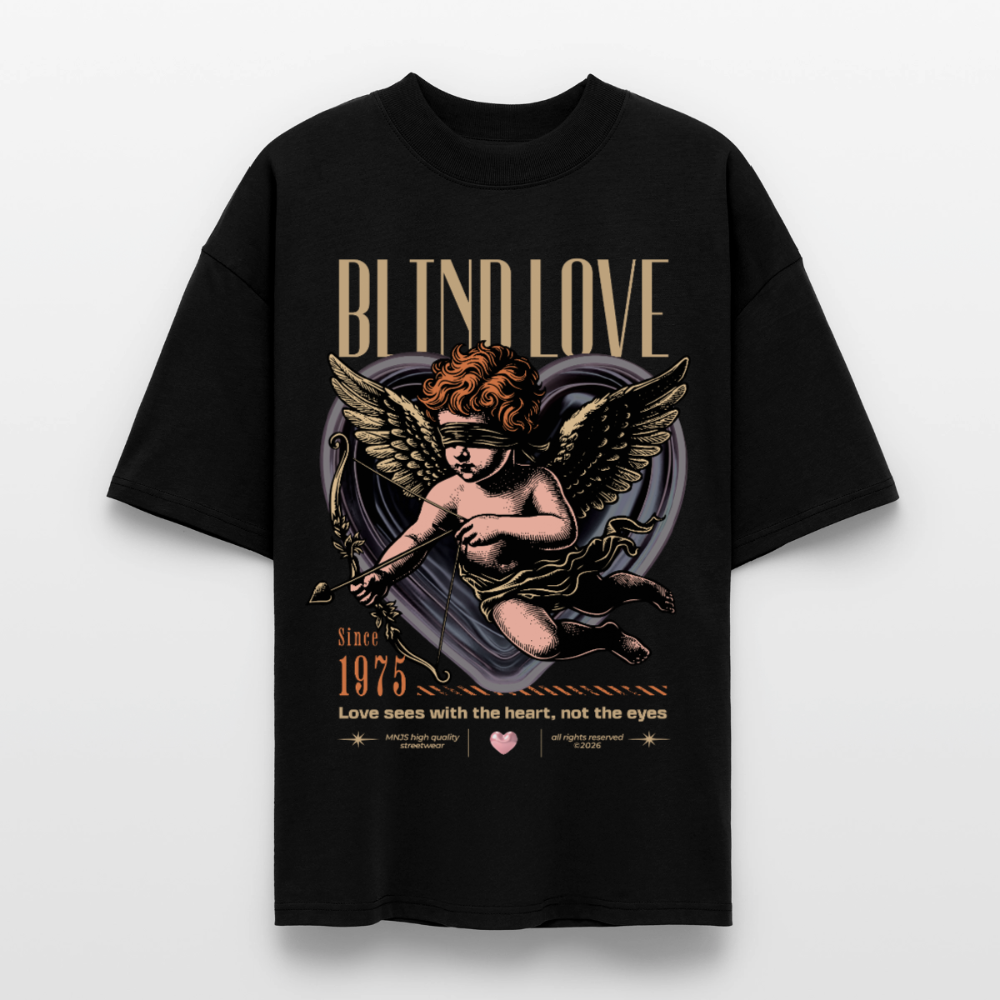 Blind Love Design – Oversized Unisex Bio T-Shirt - Schwarz