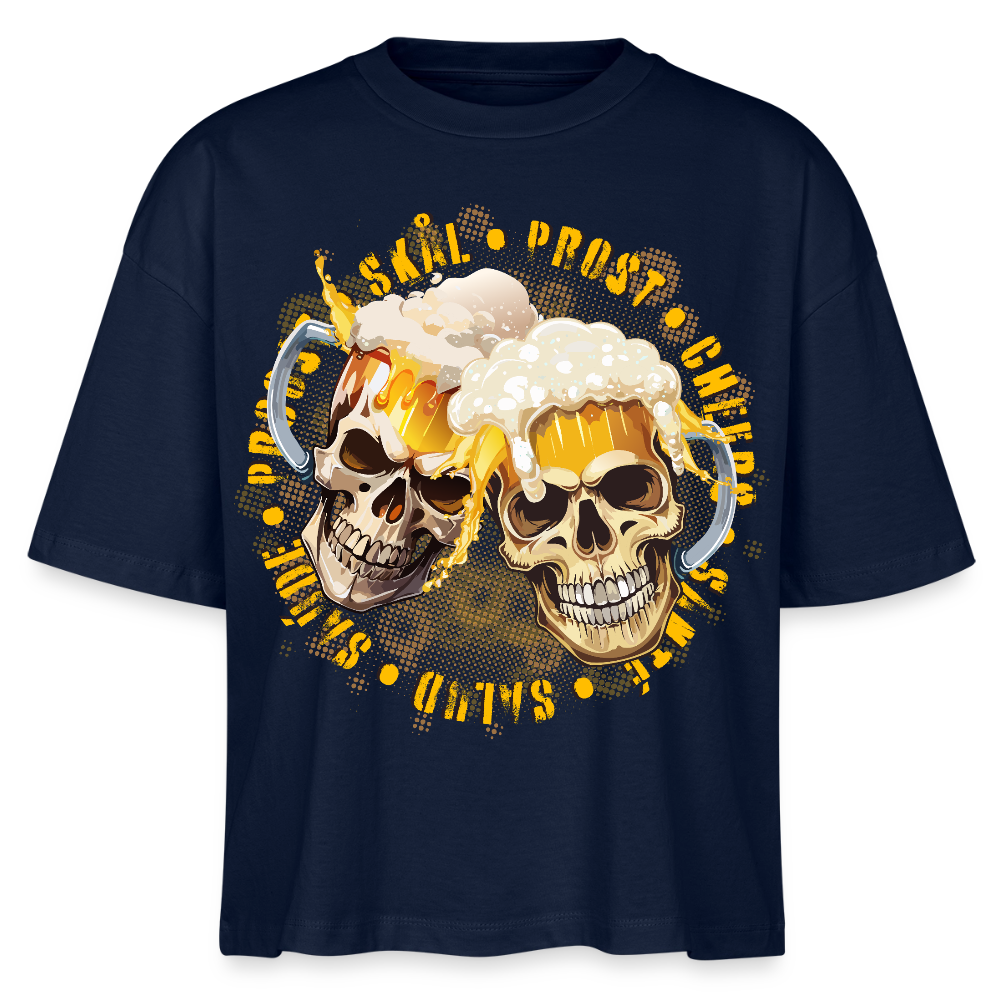 Party Skull Design – Frauen Boxy Bio-T-Shirt - Navy