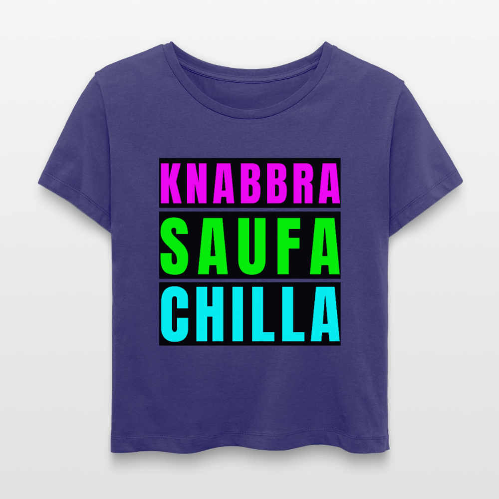 Knabbra Saufa Chilla Design – Rundhals Frauen Bio-T-Shirt - Dämmerung