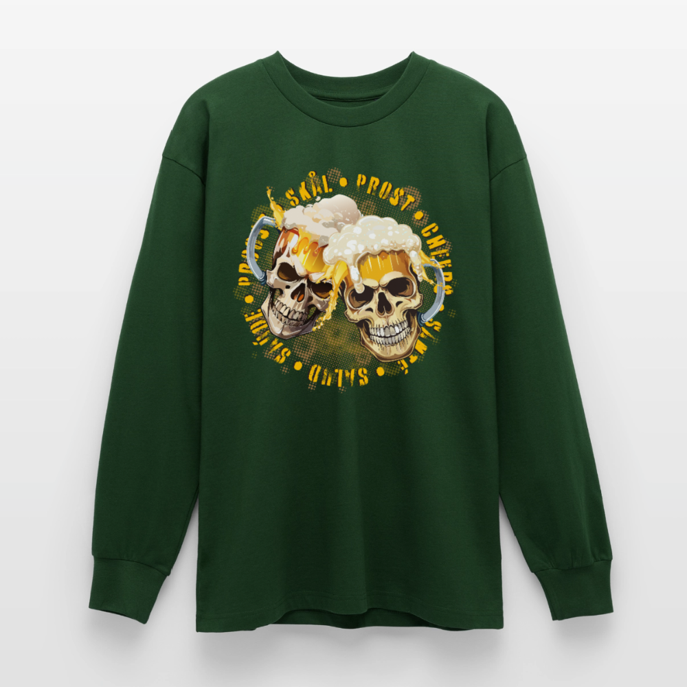 Party Skull Design – Oversized Langarmshirt - Flaschengrün