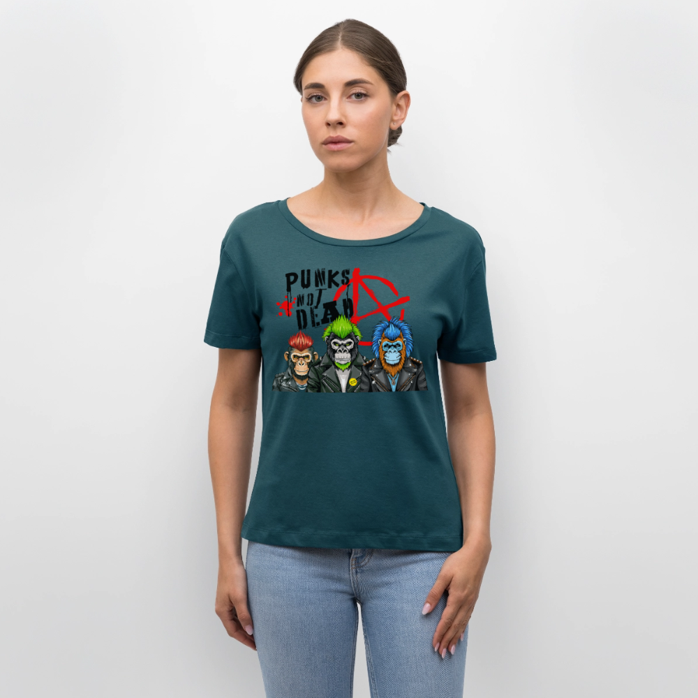 Punks Not Dead Design – Rundhals Frauen Bio-T-Shirt - Dunkles Petrol