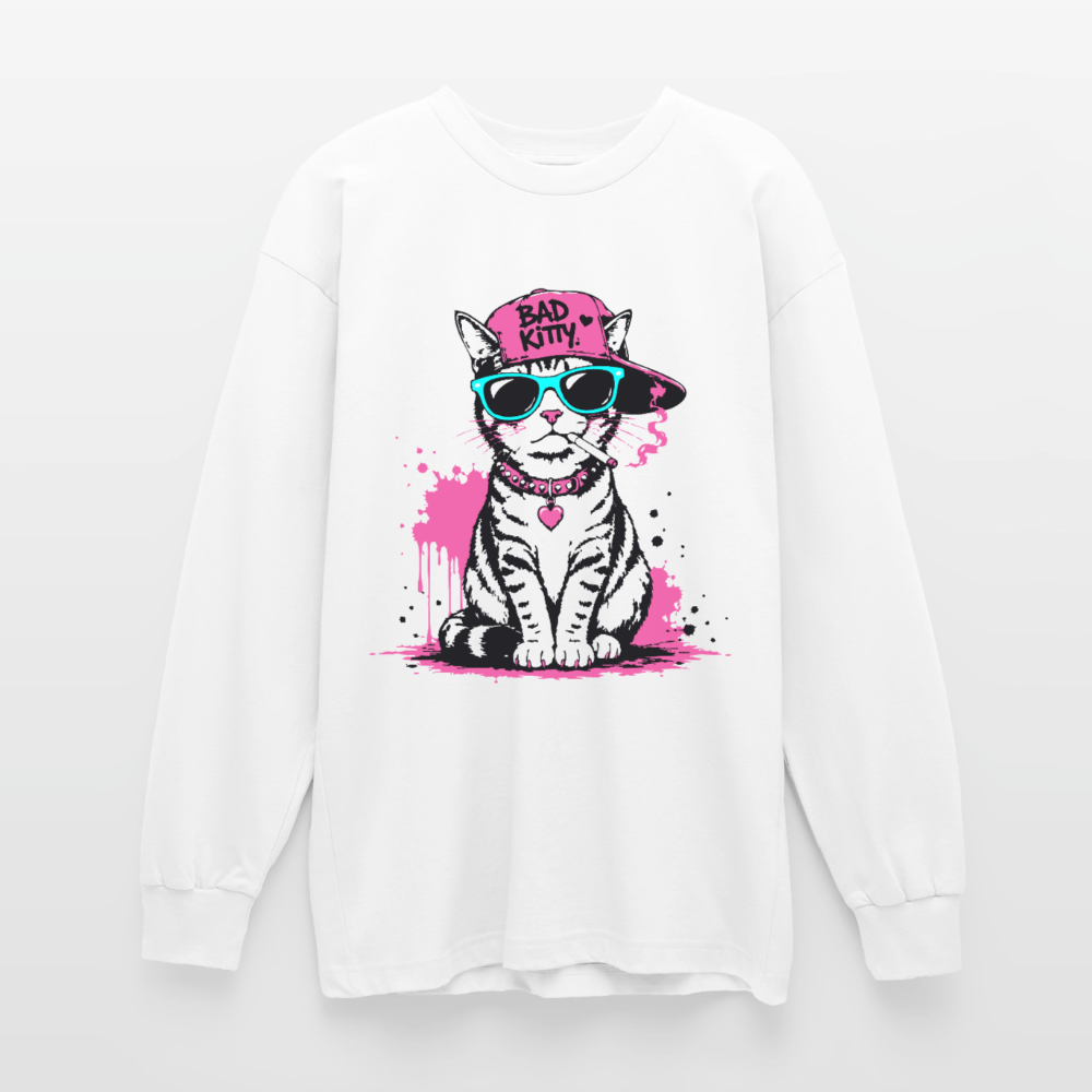 Bad Kitty Design – Oversized Langarmshirt - Weiß