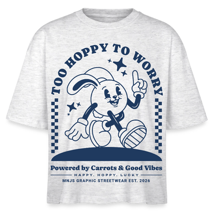 Too Hoppy Too Worry Design – Frauen Boxy Bio-T-Shirt - Weiß meliert