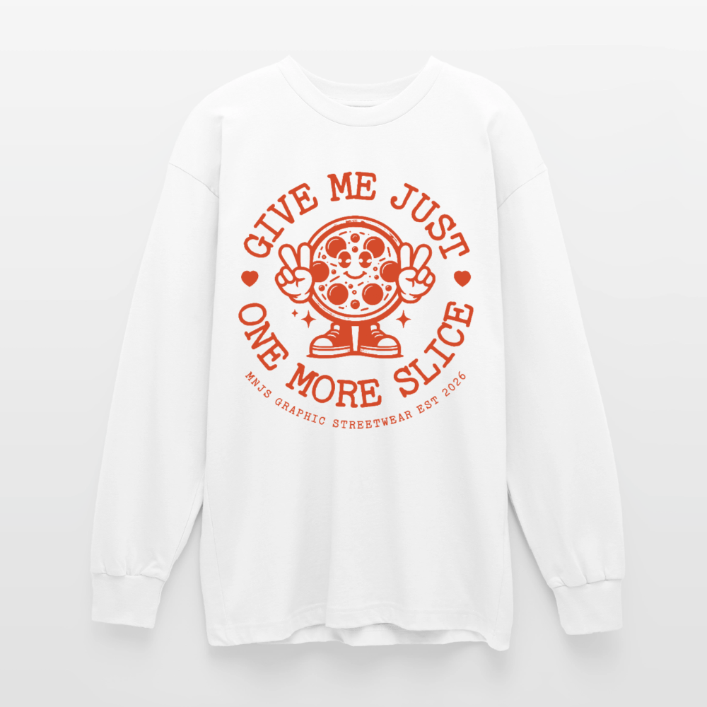Pizza Design – Oversized Langarmshirt - Weiß