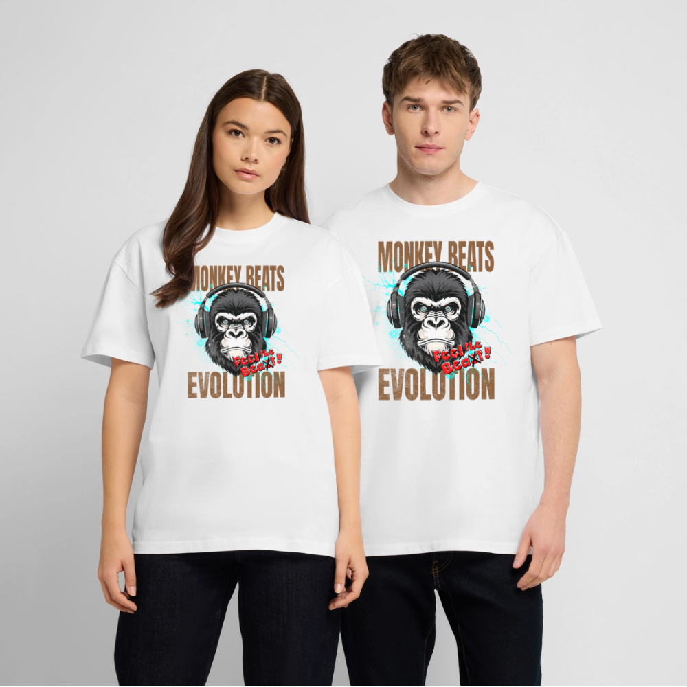Monkey Beats Design – Oversized Unisex Bio T-Shirt - Weiß