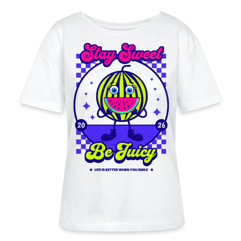Stay Sweet Design – Rundhals Frauen Bio-T-Shirt - Weiß