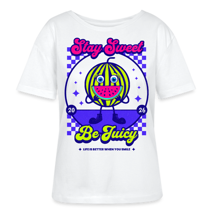 Stay Sweet Design – Rundhals Frauen Bio-T-Shirt - Weiß